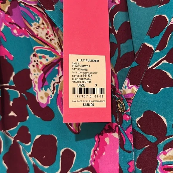 Lilly Pulitzer Saige Longe Sleeve Silk Top - Picture 3 of 5